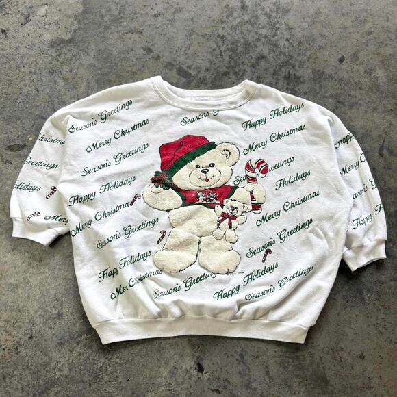 80s Christmas Teddy Bear Sweatshirt - Picture 1 of 6